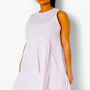 Plus Cotton Tiered Smock Dress
